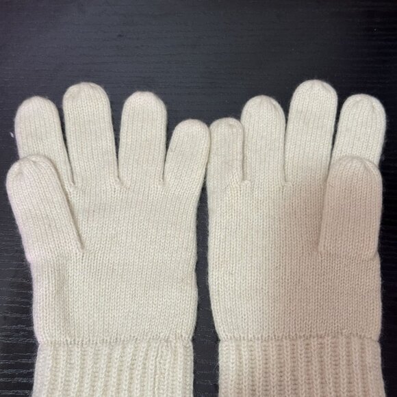 Sutton Studio 100% Cashmere Womens Ivory Knit Gloves Long Ribbed Cuff One Size - Picture 3 of 9
